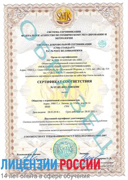 Образец сертификата соответствия Голицыно Сертификат OHSAS 18001